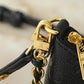 LEM465 New stylish and high-end black handbag with embossed gold chain design - versatile and casual single-shoulder crossbody bag for the arm 19 x 13 x 8 cm