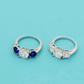 TEM37 Three-diamond Ring Couple White Diamond in Between Blue Diamond Ring Women's Diamond-studded Wedding Ring Women Couples Wedding Rings Bands Bague Femme