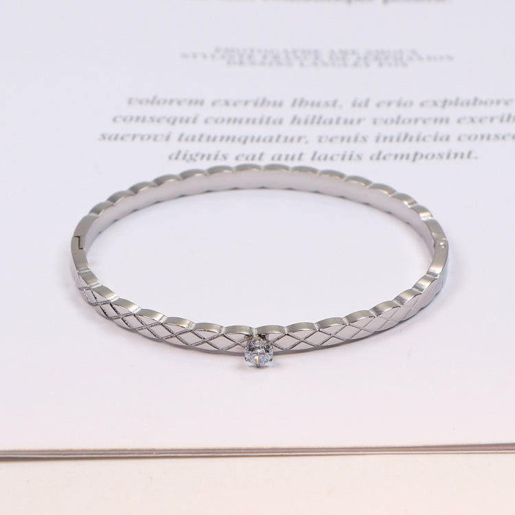 CEM188  Fashion  Stainless Steel 3 Color Bracelet with Stone Gold Silver Color Bracelet Bangle Bague Femme for Woman Gift