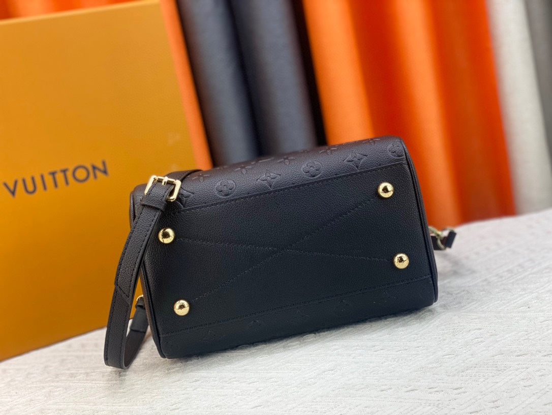 LEM290 Handbag Large Capacity Tote Bag Women Shoulder Handbag Patchwork Color Canvas Genuine Leather Hasp Lady Crossbody Bags Removable Strap Double Handle 25*19CM