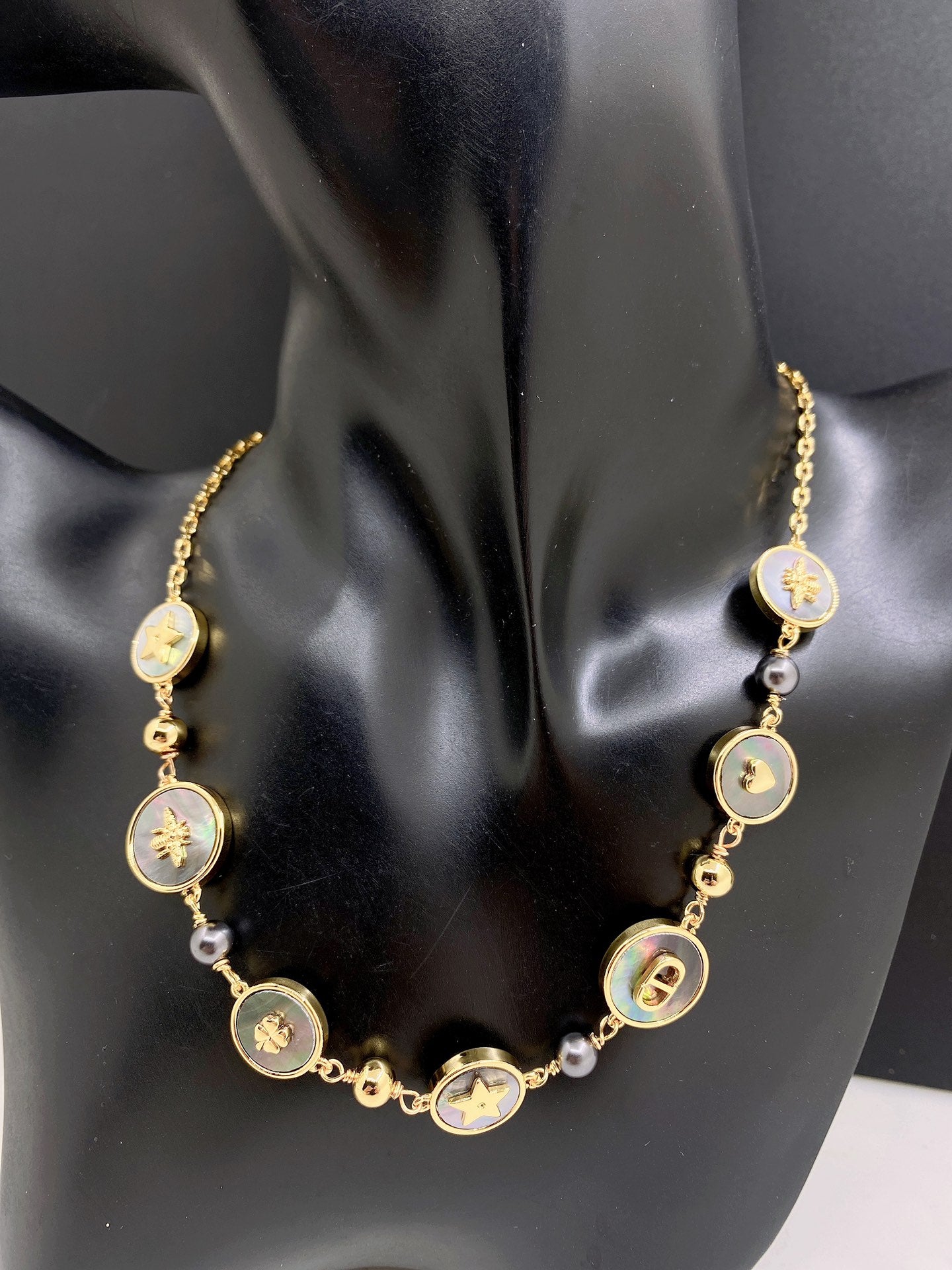 DEM286  New Arrive Fashion  with Diamond Stars Pearl  Necklce for Woman Brass Material Jewelry To Choose Gift