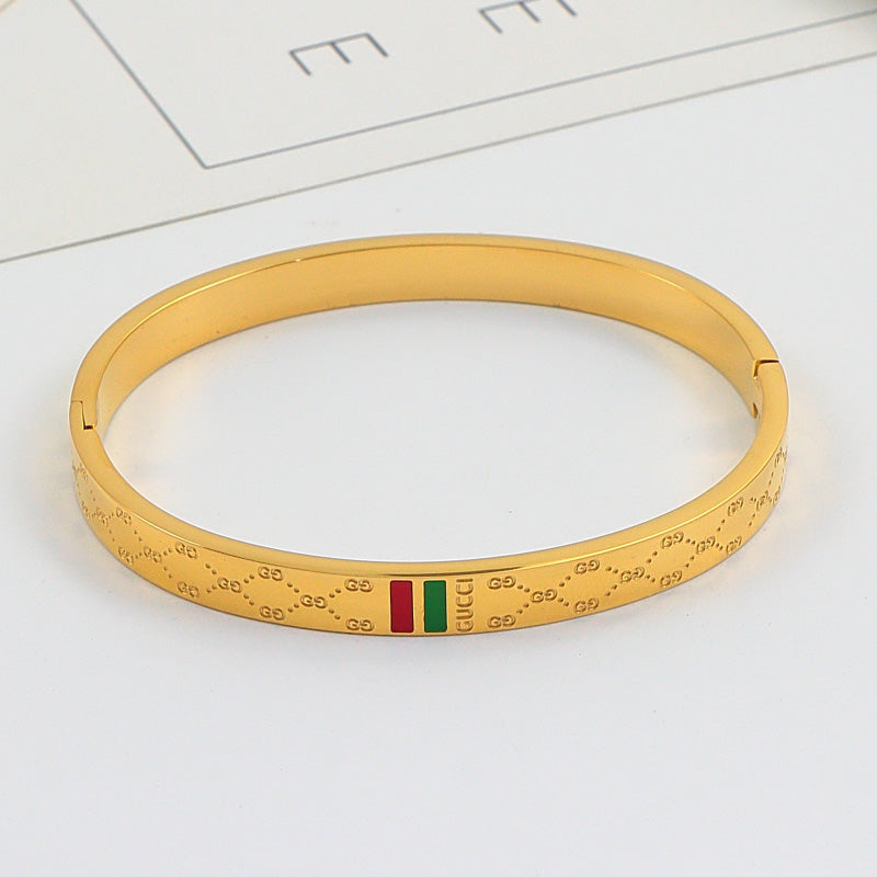 GEM120  New Arrive Titanium Steel  Bracelet for Women Couples Anel Cubic Zirconia Wedding Bands Bague Femme Not with Box