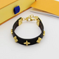 LEM383  New Arrive Fashion Four-leaf Flower-shaped Open Bracelet Metal Letter Wristband Bracelet Couple Accessories for Woman