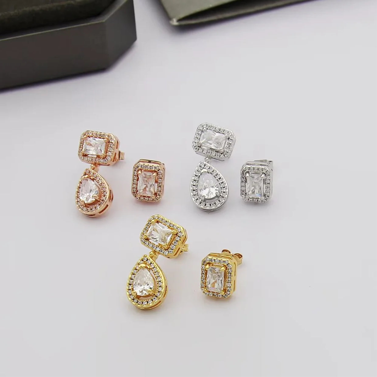 MEM16 New Full Diamond  Stud Earring Designer 18K Gold Stud Earring  Women  Love Promise Jewelry