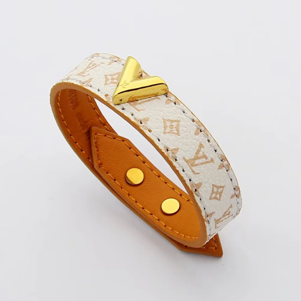 LEM519 Luxurious designer jewelry leather 18K gold-plated stainless steel bracelet gift option