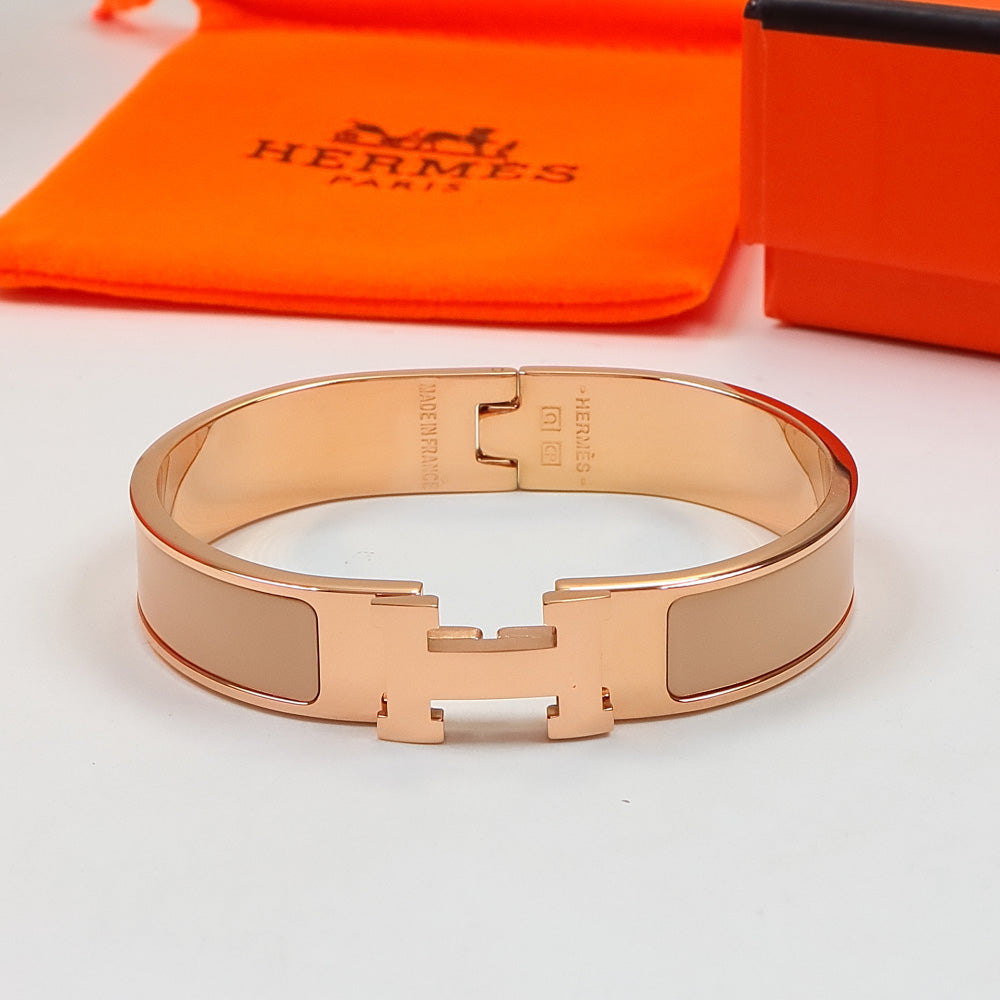 HEM78 Mini Kell  Stainless Steel Wholesale 18K Rose Gold Multi-color Gold Enamel Narrow-edge Bracelet in Milk Tea Color for Woman Gift