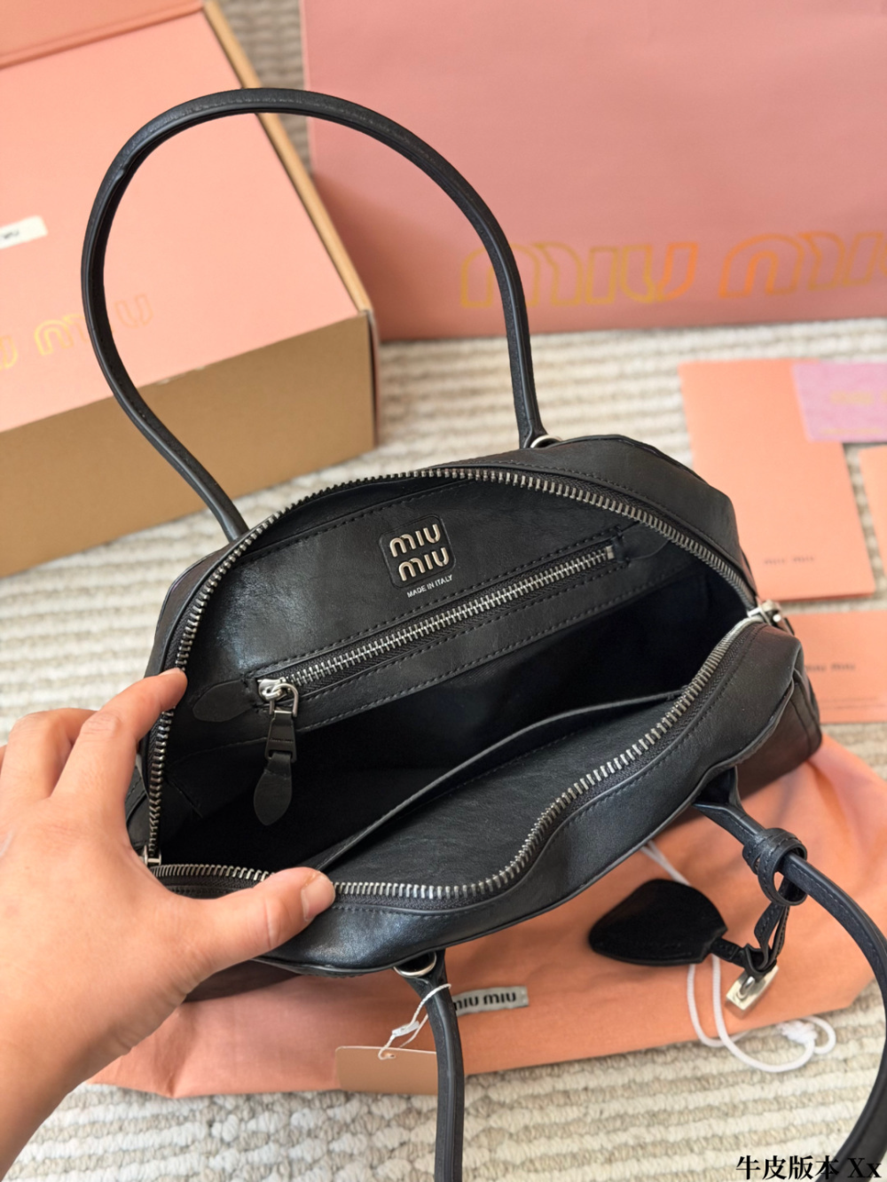MIU08  New arrive fashion black brown pink white coffee bag for woman hands bag beautiful gift to choose gift   32*22cm