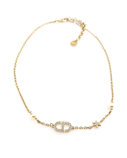 DEM287  New Arrive Fashion  with Diamond Stars Pearl  Necklce for Woman Brass Material Jewelry To Choose Gift