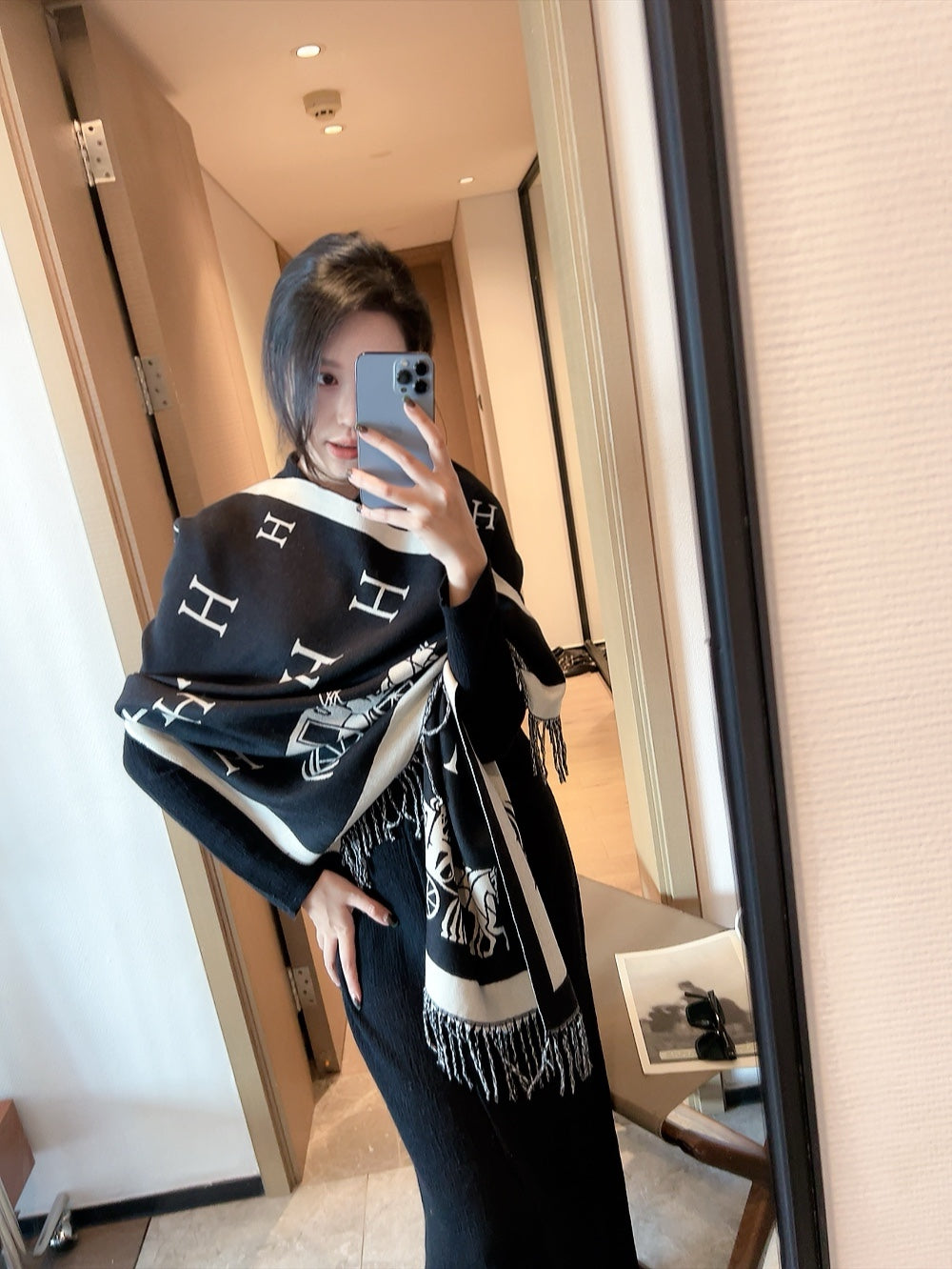 HEM68 Winter Scarf Pashmina For Designers warm Scarfs Fashion Classic Women Designer Brand Cashmere Winter Scarf Wrap 180cm scarf for women Size 65*180CM