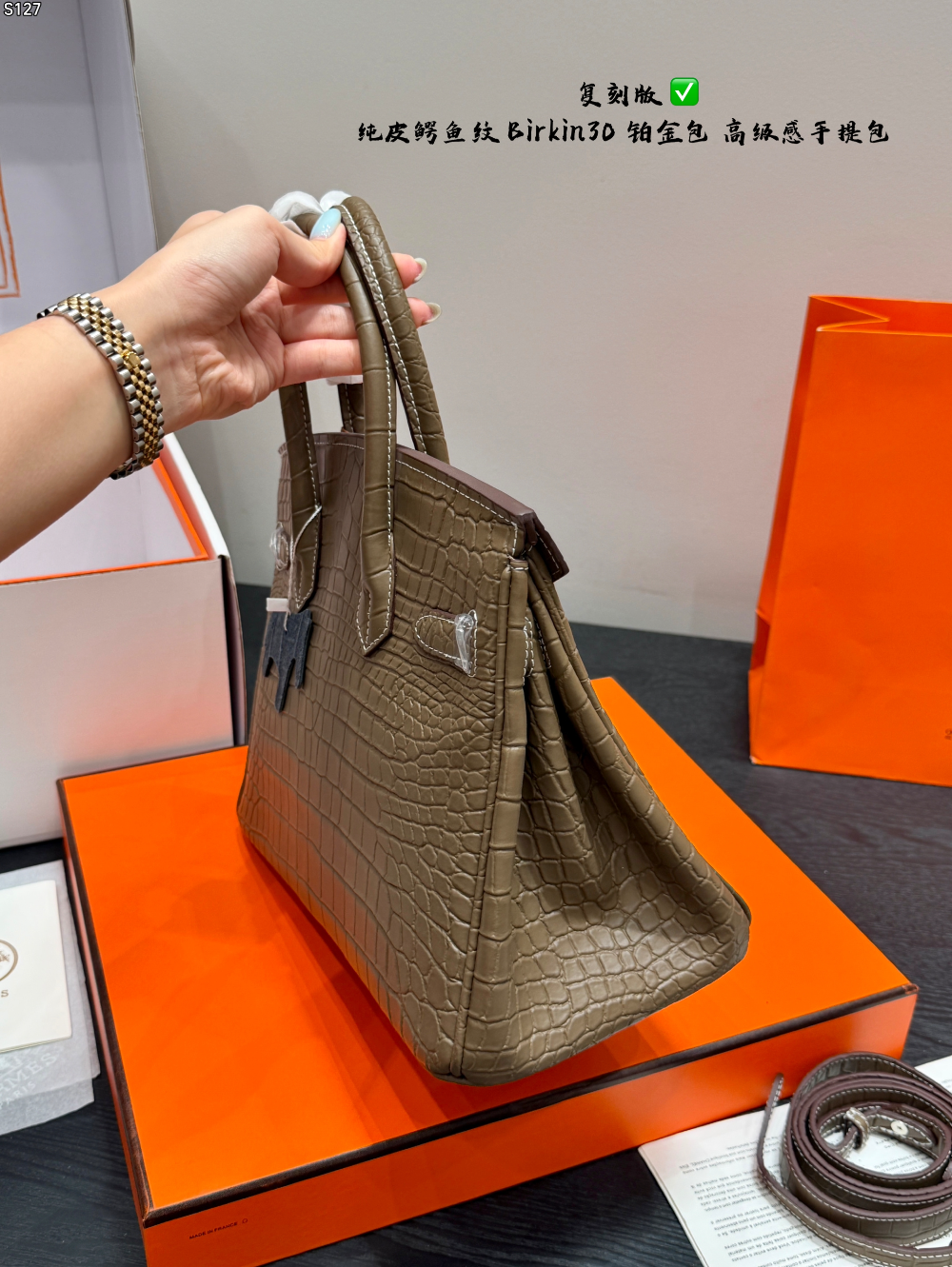 HEM128 New arrive fashion brown black white khaki pink color bag for woman beautiful gift to choose 30*24cm