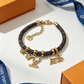LEM657 New trendy European-style titanium bracelet with letter pendant suitable as a couple's accessory for ladies