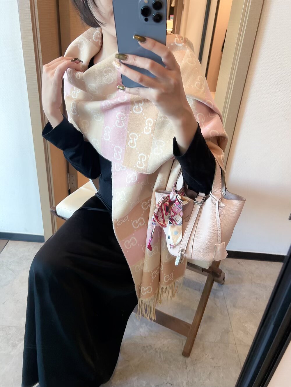 GEM110 designer head scarf womens wool scarf cashmere thick shawl Women's long winter wool cashmere shawl Headscarf fringe fashion new style 45*180cm