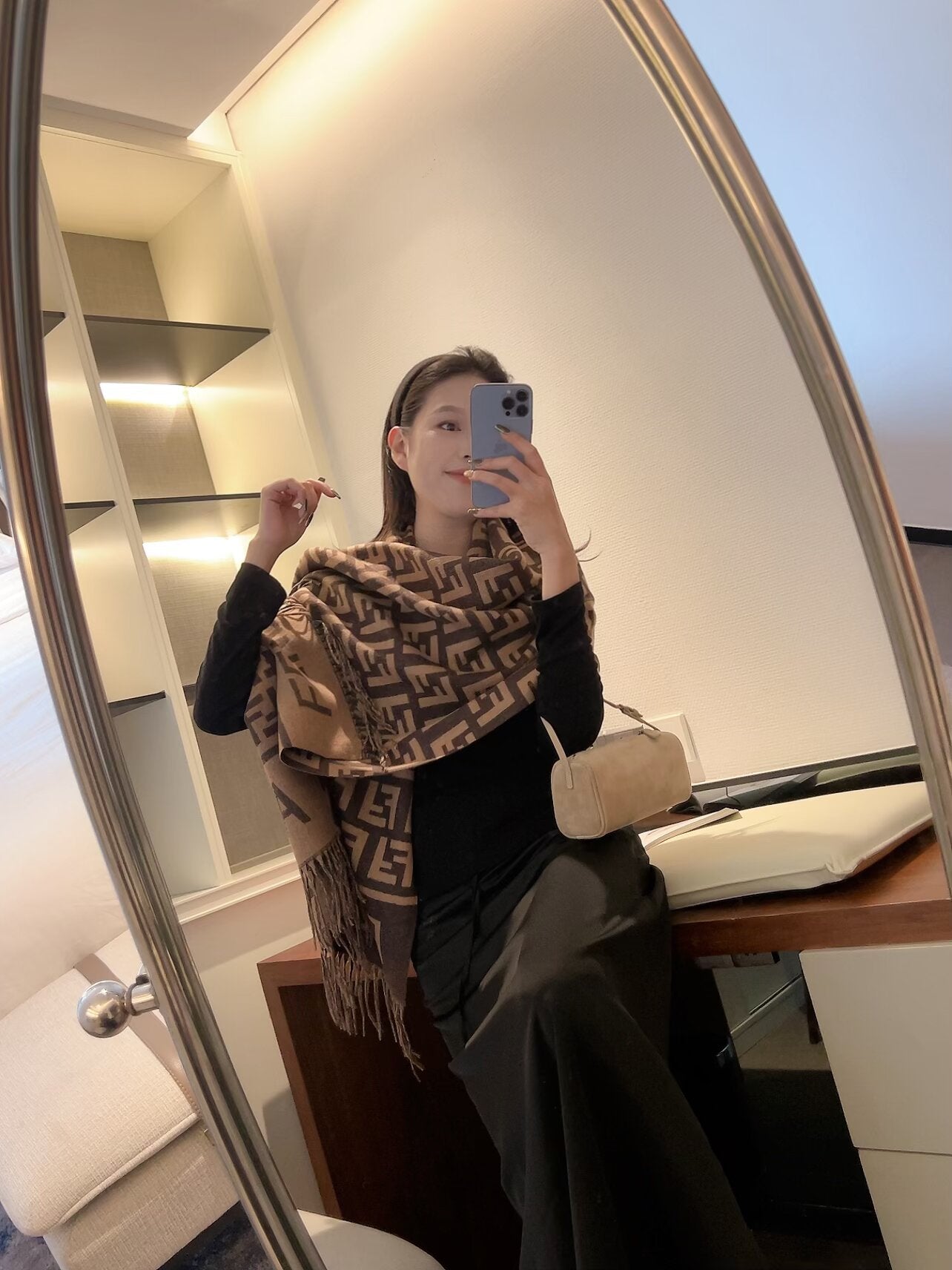 FEM22 Women Cashmere Designer Scarf Full Letter Printed Scarves Soft Touch Warm Wraps With Tags Autumn Winter Long Shawls 180✖️60cm