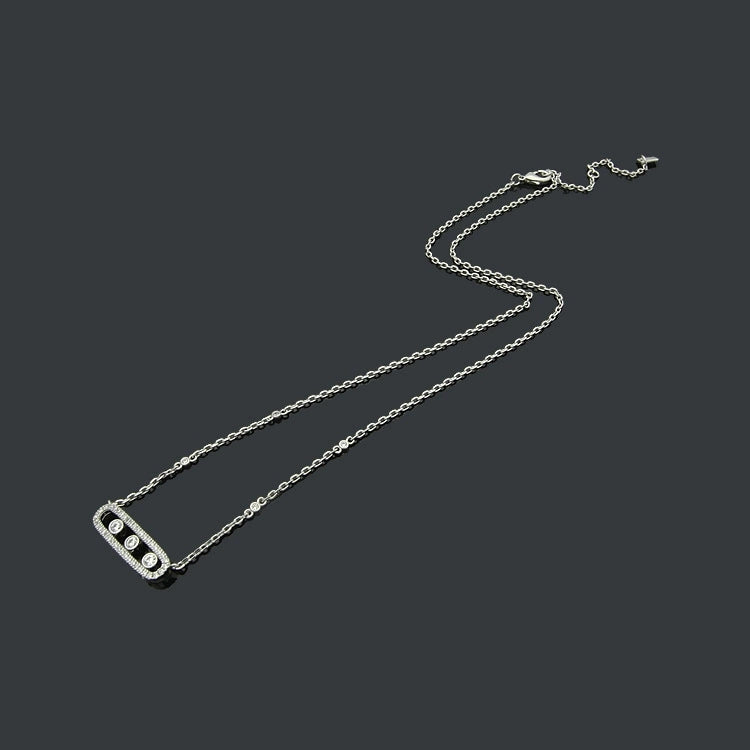MEM23 New Fashion Titanium steel Necklace for Women gift Couples Cubic Zirconia Wedding Necklace