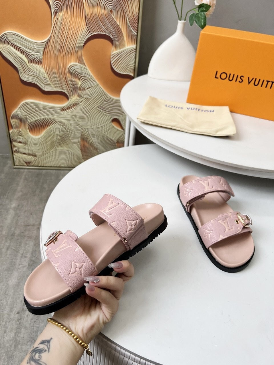 LEM378 Designer Shoes women Sandals for women pink grey color shoes high quality size 35 to 42