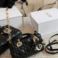 DEM302 New Designer Classic diamond-patterned bow handbag black white pink color women bag