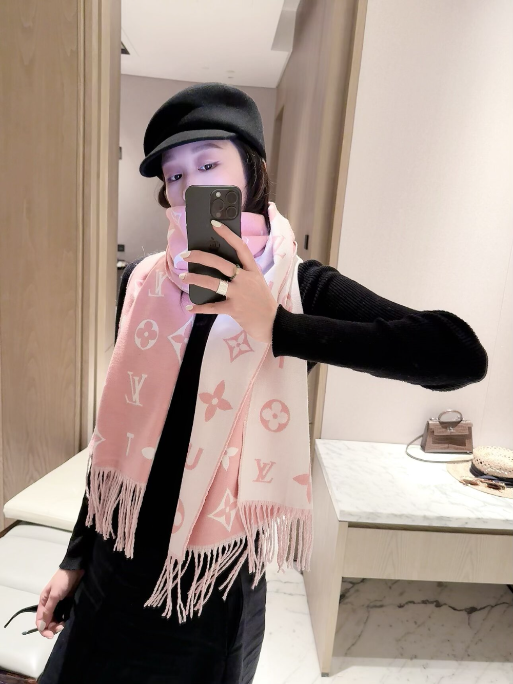 LEM546 new arrive  Hot sale black pink color fashion beautiful  scarf  for woman gift  to choose size 180*45cm