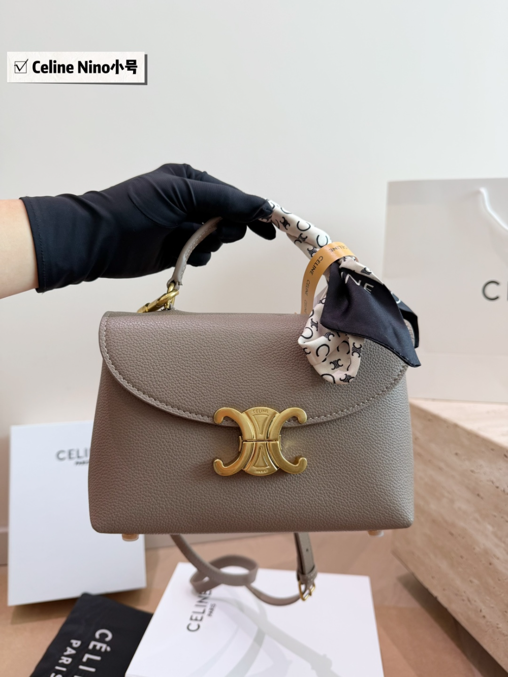 CLEM50 New arrive fashion black grey bag for woman hands bag beautiful gift to choose gift  20x13cm