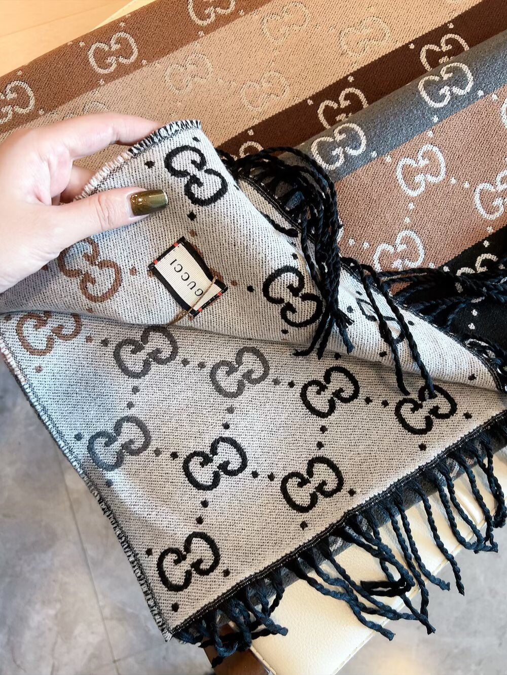 GEM110 designer head scarf womens wool scarf cashmere thick shawl Women's long winter wool cashmere shawl Headscarf fringe fashion new style 45*180cm