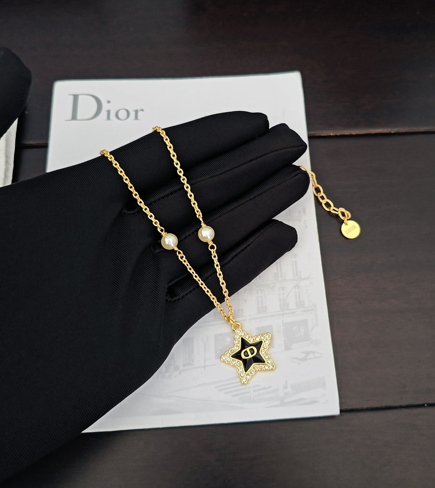 DEM289  New Arrive Fashion  with Diamond Stars Pearl  Necklce for Woman Brass Material Jewelry To Choose Gift