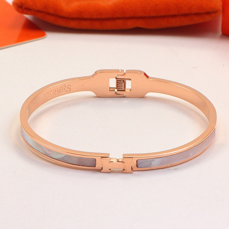 HEM80 New arrive Fashion  Stainless Steel Shell bracelet gold silver color bracelet bangle Bague Femme for woman gift