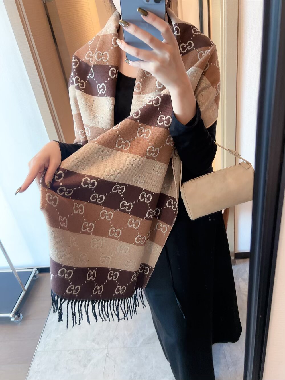 GEM110 designer head scarf womens wool scarf cashmere thick shawl Women's long winter wool cashmere shawl Headscarf fringe fashion new style 45*180cm