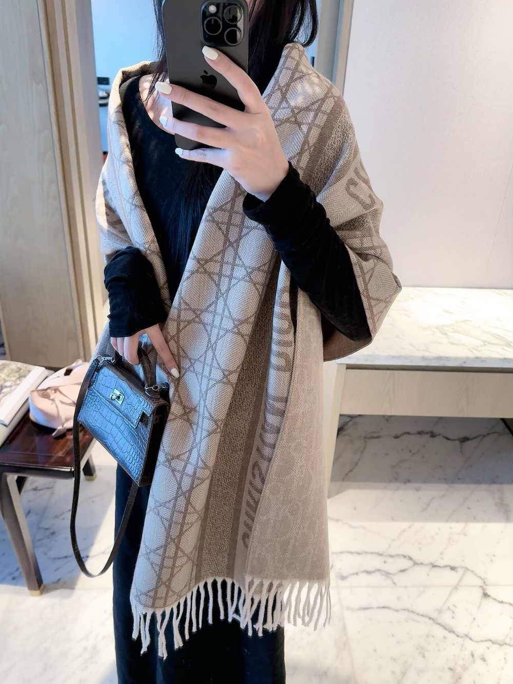 DEM341 new arrive  Hot sale grey brown color fashion beautiful  scarf  for woman gift  to choose size 180*60cm