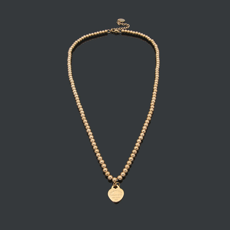 TEM40  New Fashion Titanium Steel Gold Silver Rose Color Love /Necklace for Women Charm Necklace Couples Gift