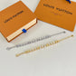 LEM397 New Fashion Open Flower Silver and Gold Color Bracelet Metal Letter Wristband Bracelet Couple Accessories for Woman
