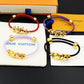 LEM386  New Arrive Fashion Open Flower Bracelet Metal Letter Wristband Bracelet Couple Accessories for Woman