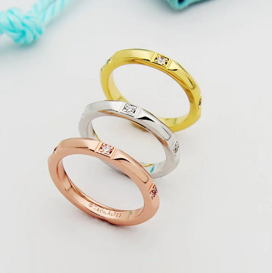 TEM33 Titanium Steel Love 3 dimond with Stone for Women Men Couples Wedding Rings Bands Bague Femme