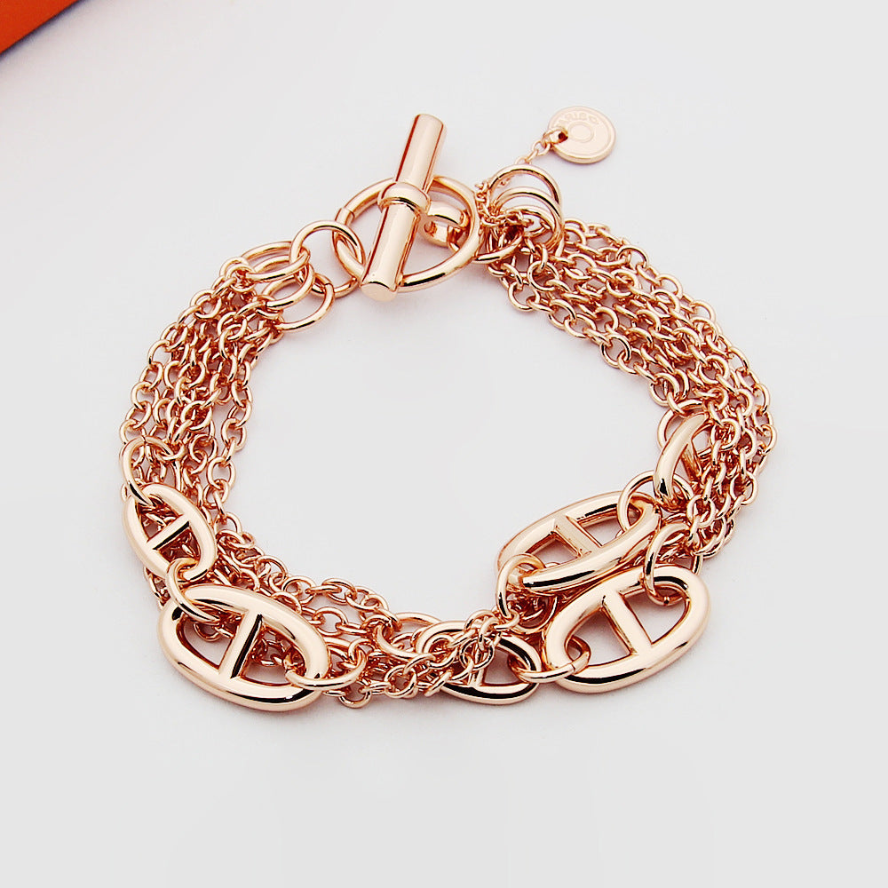 HEM85 Fashion  Stainless Steel 20CM Color Bracelet Gold Silver Color Bracelet Bangle Bague Femme for Woman Gift