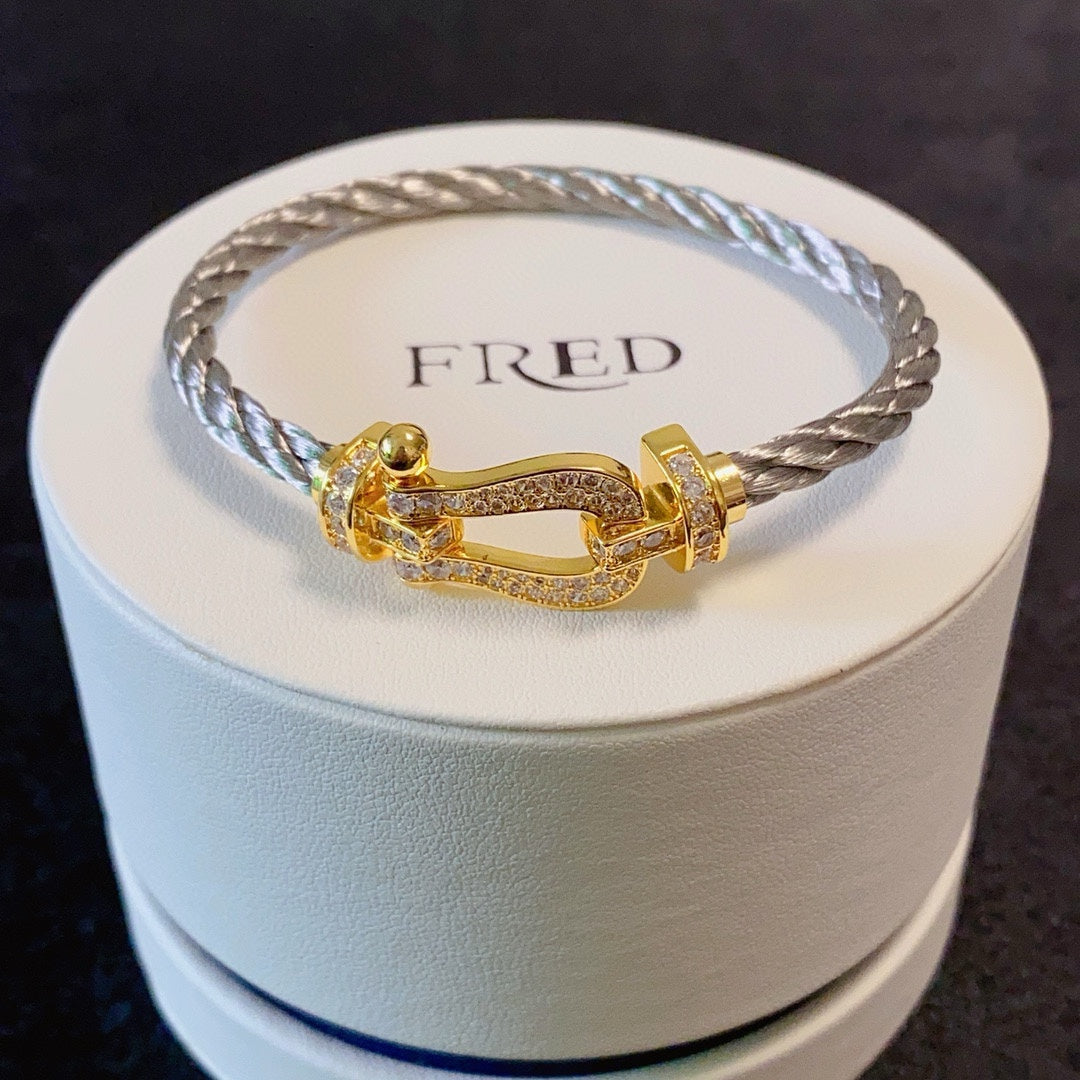 FEM20 designer bracelet luxury jewlery designer for women Fred Horseshoe buckle bracelet with stone and no stone and full of stone 3 styles