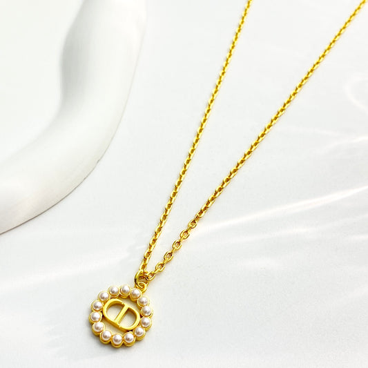 DEM288  New Arrive Fashion  with Diamond Stars Pearl  Necklce for Woman Brass Material Jewelry To Choose Gift