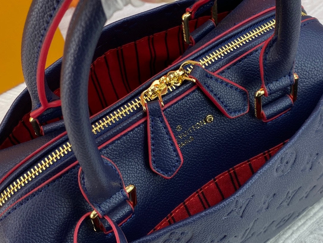 LEM290 Handbag Large Capacity Tote Bag Women Shoulder Handbag Patchwork Color Canvas Genuine Leather Hasp Lady Crossbody Bags Removable Strap Double Handle 25*19CM