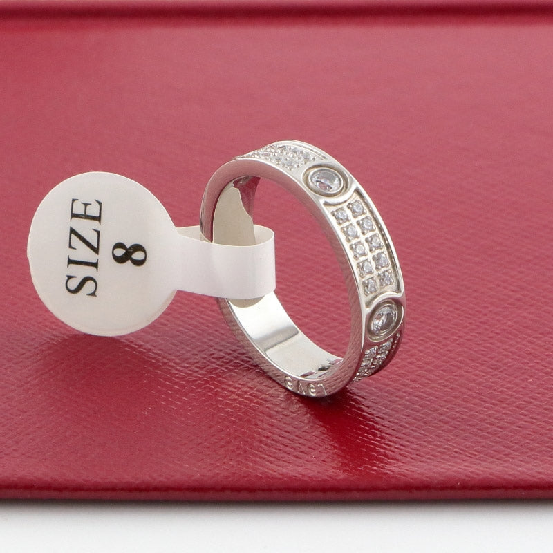 CREM208 Titanium steel with diamond Rings for Women Men Couples Anel Cubic Zirconia Wedding Rings Bands Bague Femme thin 5MM