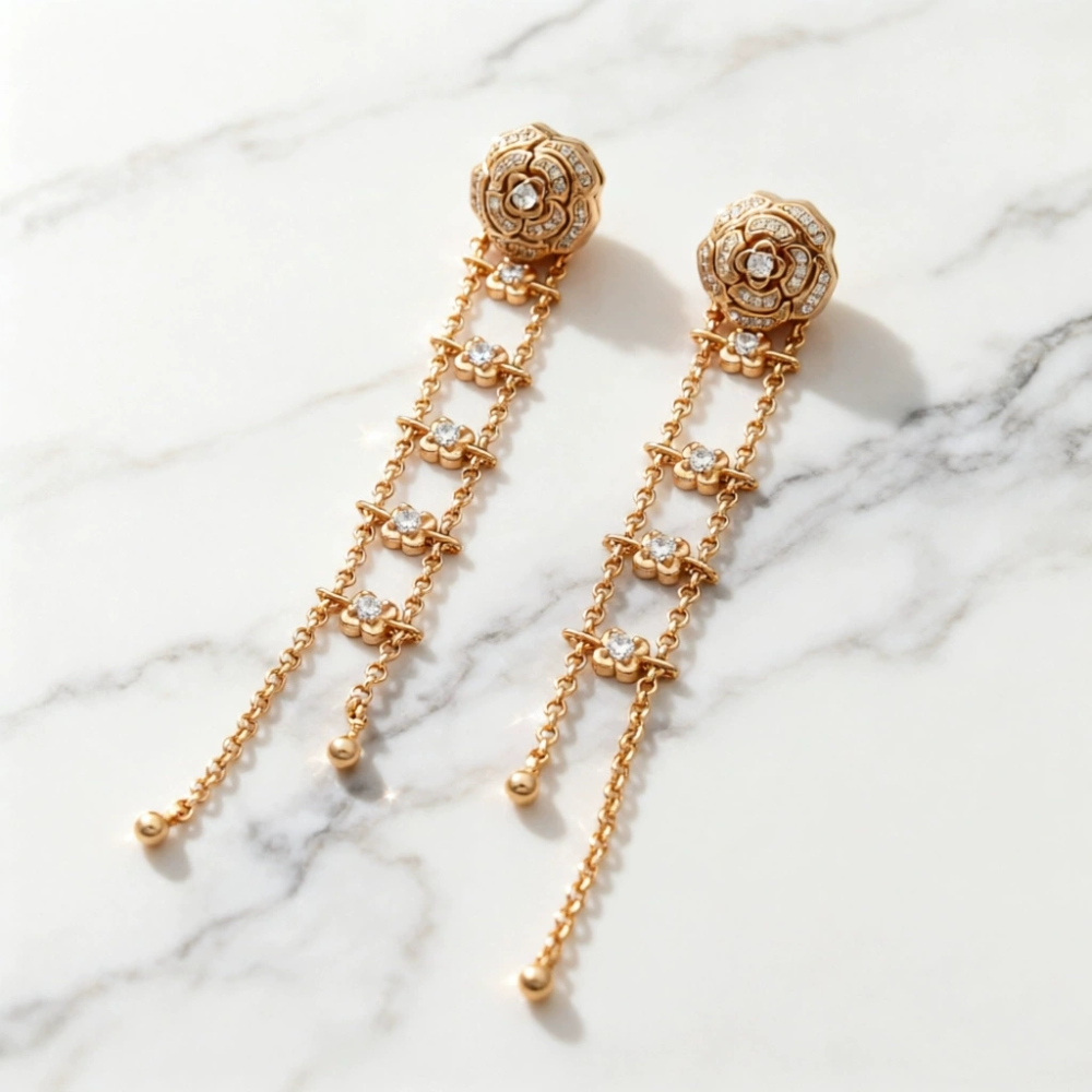 CEM287 New Arrive Silver Gold Color Rose Gold Earring Fashion Design Earring Charm for Women Jewelry  9.5cm Long