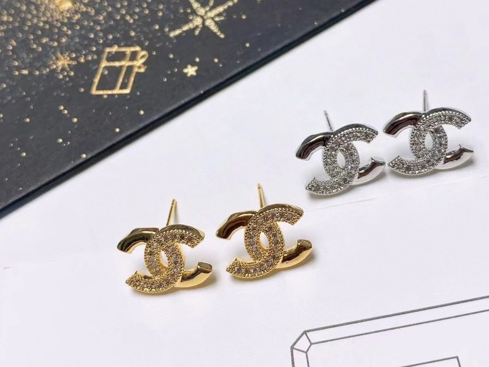 CEM253  New Arrive Gold and Silver  Color Earring Fashion Design with Diamond Earring Charm for Women Jewelry