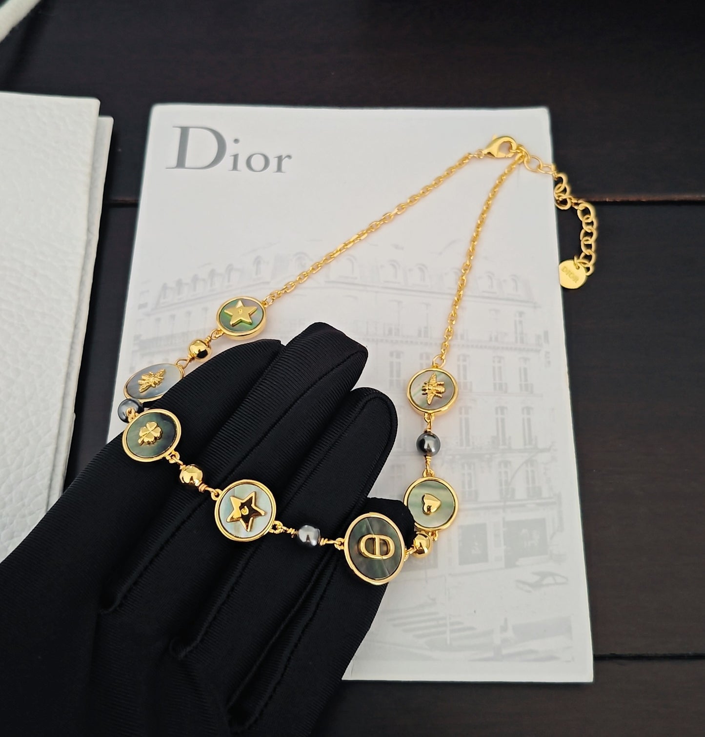 DEM286  New Arrive Fashion  with Diamond Stars Pearl  Necklce for Woman Brass Material Jewelry To Choose Gift