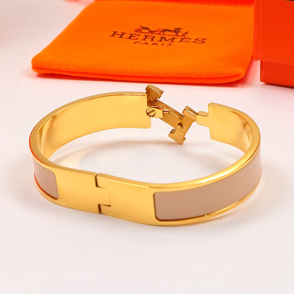 HEM78 Mini Kell  Stainless Steel Wholesale 18K Rose Gold Multi-color Gold Enamel Narrow-edge Bracelet in Milk Tea Color for Woman Gift