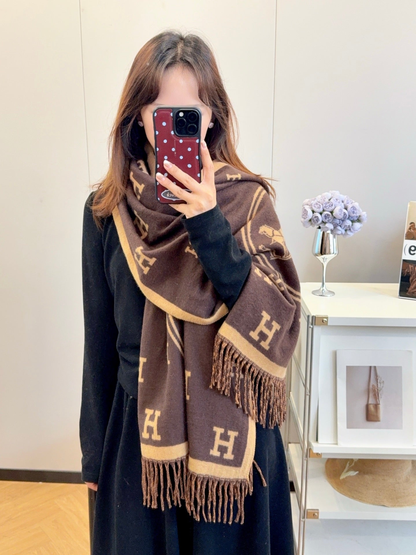 HEM69 winter scarf Shawl designer scarf women plaid cashmere long tassels soft sjaal brown scarves for women scarf man winter warm breathable simple style 65*180CM