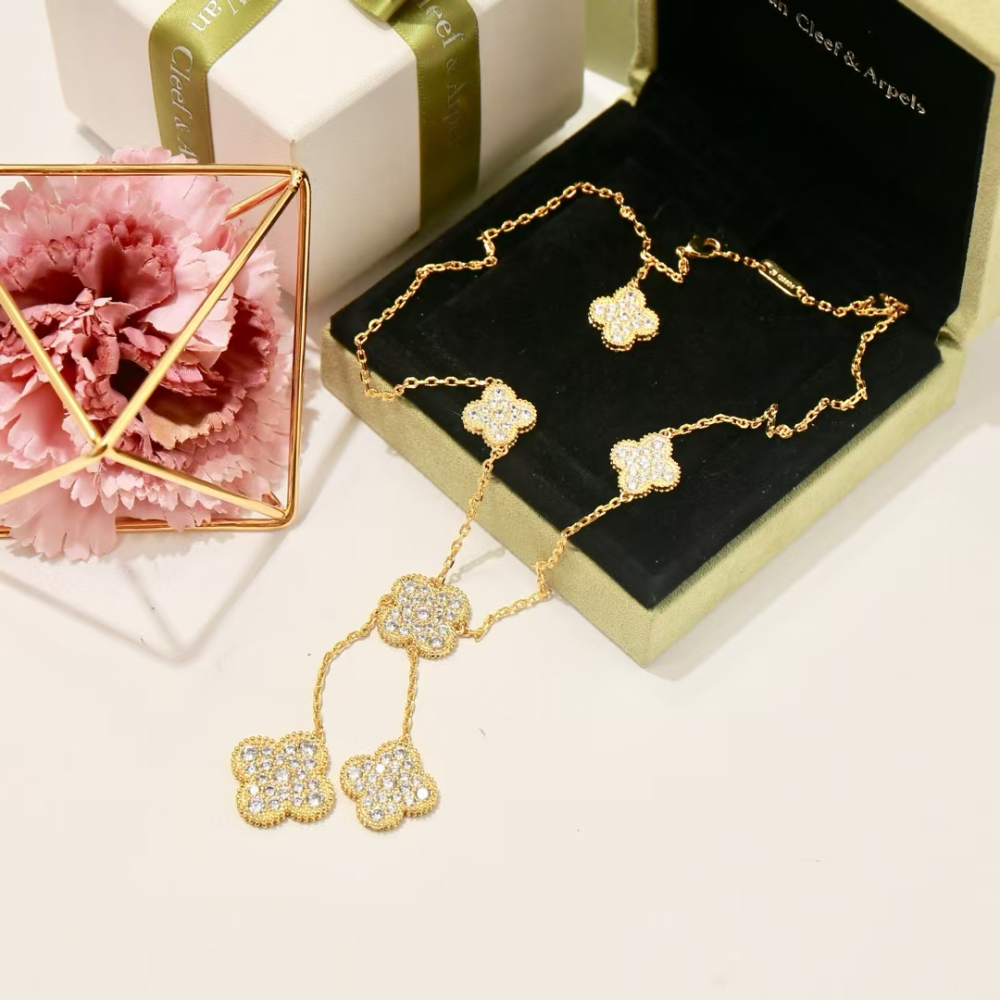 FY101 New Arrive Fashion Gold Color Long Diamond Necklace  for Woman Jewelry Beautiful Jewelry To Choose Gift No with Box