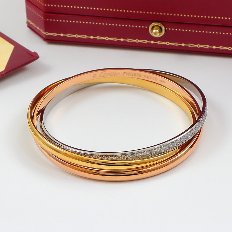 CREM217  New Arrive Fashion Hot Sale Three-ring Bracelet Love Braclet with Diamond for Woman Jewelry To Choose Gift 17cm