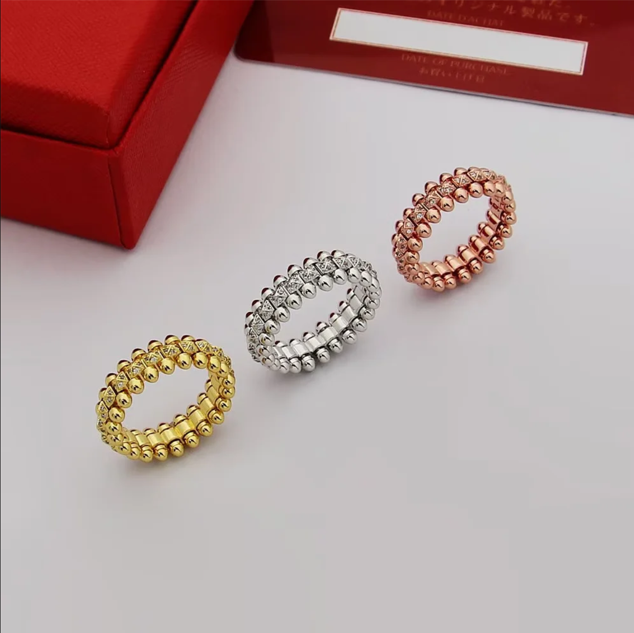 CREM220  Hot Sale Fashion Love Nail Rings for Women Men Jewelry Couples Cubic Zirconia Wedding Rings Bague Femme