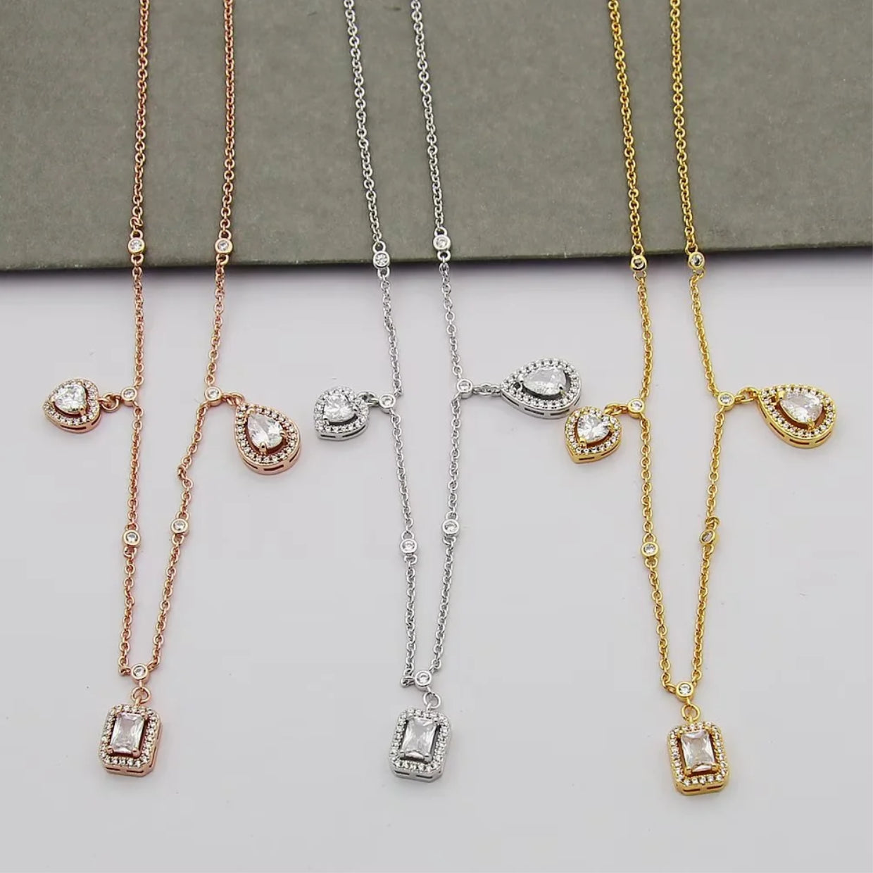 MEM17 Hot Sale Fashion Water-drop Full Diamond Necklace for Woman Size Jewelry  for Woman Gift