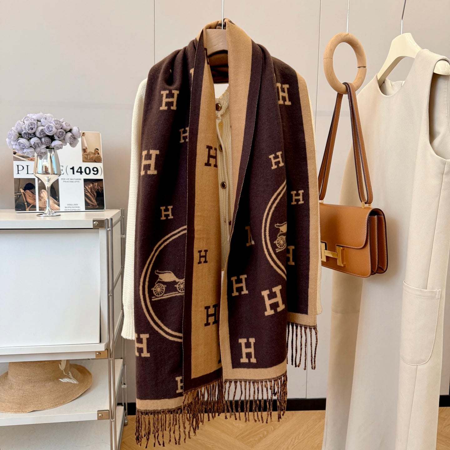 HEM69 winter scarf Shawl designer scarf women plaid cashmere long tassels soft sjaal brown scarves for women scarf man winter warm breathable simple style 65*180CM