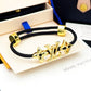 LEM386  New Arrive Fashion Open Flower Bracelet Metal Letter Wristband Bracelet Couple Accessories for Woman
