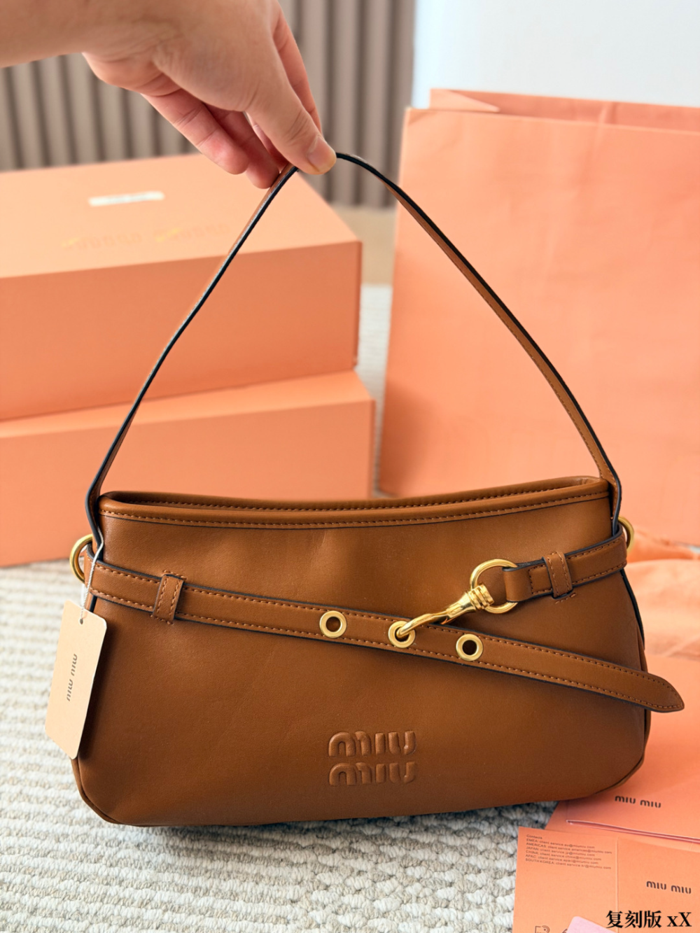 MIU04 New arrive fashion brown pink black beige color bag for woman beautiful gift to choose size  32*18cm