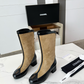CEM297 New style color-matched fashion boots with thick heels and soft soles stylish and versatile mid-calf women's boots 4 cm taller