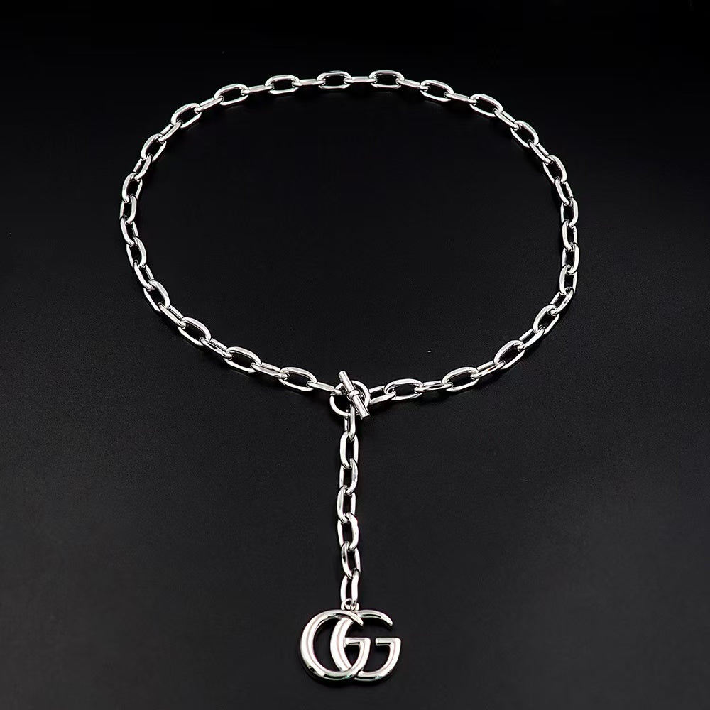 GEM151 New Arrive  Silver and Gold Color Necklace Fashion Design Charm for Women Jewelry 45cm Long